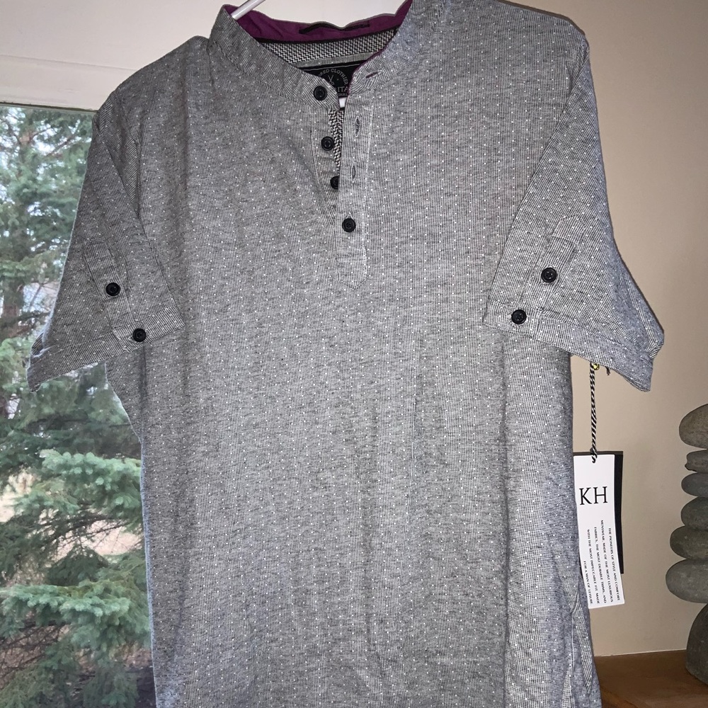 Light Gray White Purple Detail Knit Heritage Shirt